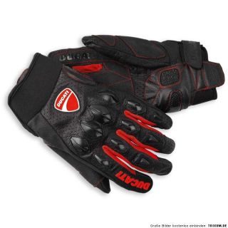 DUCATI FLOW Sommer Handschuhe Leder Textil Gloves schwarz rot NEU 2012