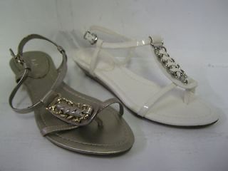 Ladies Clarks sandals Santa Cruz white patent or metallic leather SALE