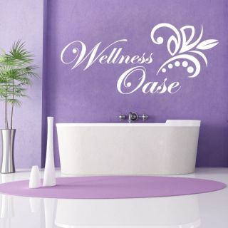 WT559 Wandtattoo Wellness Oase Blume Ranke Badezimmer Design Motiv