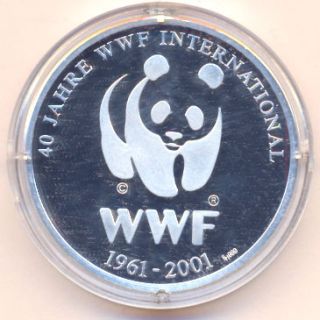 BRD Deutschland Silbermedaille auf 40 Jahre WWF Bedrohte Tierwelt