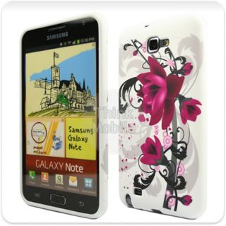 PURPLE FLOWER GEL CASE COVER FOR THE SAMSUNG GALAXY NOTE i9220 / GT