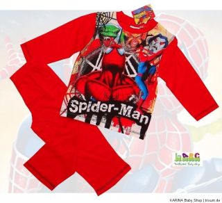 SUPER Schlafanzug Pyjama SPIDER MAN HEROS Rot Gr 98 104 116 128 NEU