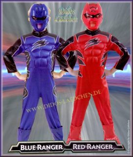 Karneval Kinder Kostüm Power Rangers Blau. Rot. ver grössen S.M.L 10