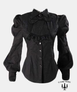 Victorian Bluse Top von RQ BL in schwarz mit Schleife Gothic Lolita 36