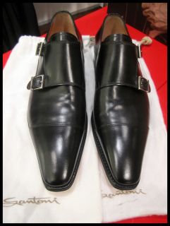 Santoni Schuh Doppelmonk NP 590€    schwarz    Gr. 8 1/2 / 42.5