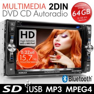 15 7 cm HD Touchscreen 2DIN Autoradio Bluetooth DVD 2xUSB SD MPEG