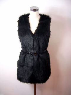 2011 New fashion Women Vintage Trend Celeb Black Faux Fur Long Vest