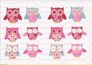 12 Bügelbilder Neues Set Eule Owl Pink Nostalgie NO. 612
