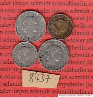 SCHWEIZ SUISSE SWITZERLAND Konvolut von 4 alten Münzen 5 u. 20 Rappen