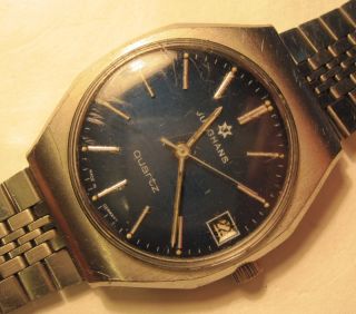 Junghans Quartz blau Armbanduhr 633.60 Uhr ca 70 Jahre vintage