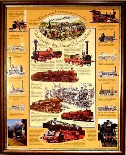 Plakat Geschichte der Dampflok Lokomotive Eisenbahn