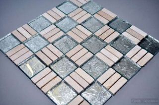 Glasmosaik Mosaik Fliesen Edelstahl Bordüre Dusche Mosaik Küche Bad