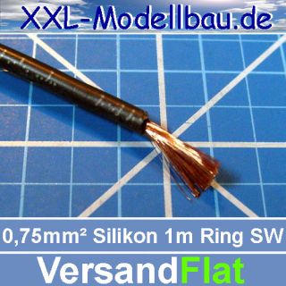 1m Silikonkabel 0,75 qmm 8 Ampere Farbe SCHWARZ Made in Germany