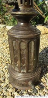 alte Gaslampe Gas Lampe aus Metall antik von 1912 mit Originalglas