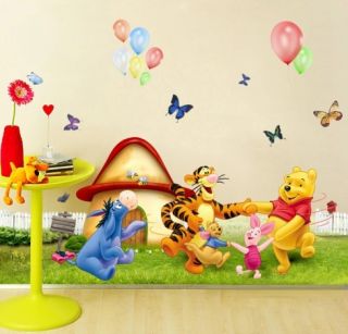 Winnie Pooh & Party Balloons Wandtattoo Kinderzimmer Wandaufkleber