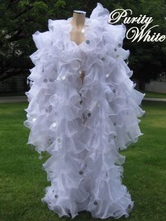 WHITE SISSY Organza cabaret Drag queen Ruffle Coat