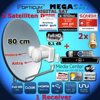 ASTRA Hotbird Monoblock LNB Megasat HD 720 Receiver komplett