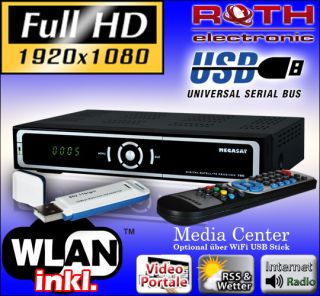 Megasat HD720 Sat Receiver USB WLAN Digital Full HD WiFi fuer Internet