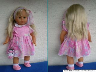 Zapf Puppe 48 cm blonde Haare aus 1989,rosa Kleid, Spielpuppe