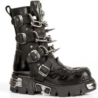 New Rock M.727 S1 Skull Flame Stiefel Metallic Reactor Totenkopf