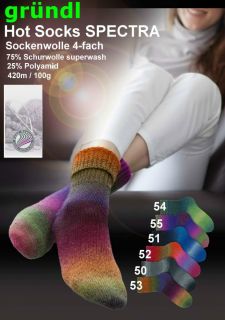 100g HOT SOCKS SPECTRA   RAINBOW Sockenwolle GRÜNDL NEU