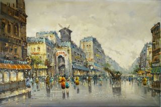 Antonio De Vity (b. 1901)Moulin rouge Large oil painting signed A