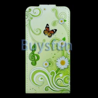Butterfly Green Flip Leather Cover Case for Apple iPhone 4 4G 4S