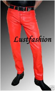 Lederjeans rot/ rote Lederhose / Jeans Leder 501 Männer