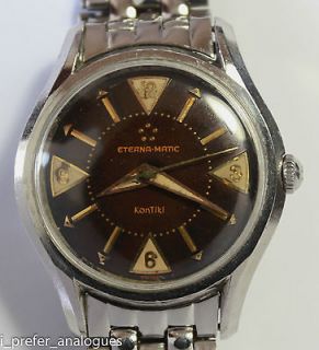 Eterna Kontiki MKI Ultra Rare Chocolate Dial Legend Watch Circa 1958