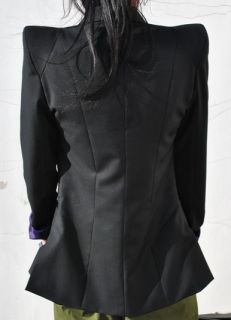 Padded Power Shoulder Long Cocktail Blazer Jacket with Balmain Gift UK