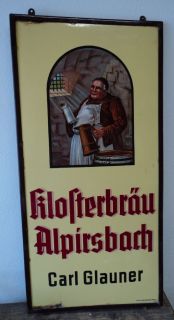altes Emailschild Klosterbräu Alpirsbach Carl Glauner