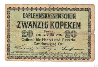 20 Kopeken Darlehnskassenschein 1916 Deutsche Besatzungsausgabe I.WK