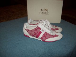 Coach Pink & White Signature Print Athletic Shoes 9.5