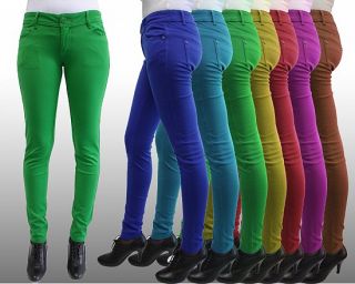 Damen Bunte Treggins Hose Jeans Leggings Trendige Farben XS,S,M,L,XL
