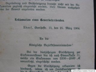 Sachsen Jahreszusammenstellung Steuer 1904