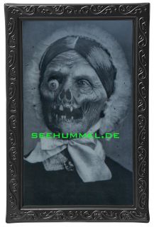 3D   Gothic Bild *alte Frau* Grusel Bild, Gothikbild im Rahmen, 33 x