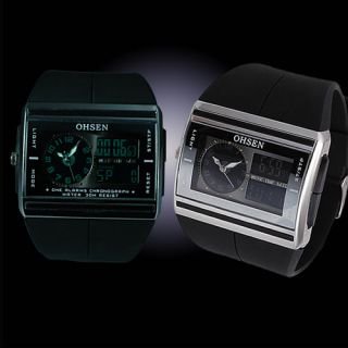 Neu Ohsen Dual Display LCD LED Uhr Damenuhr Herrenuhr Armbanduhr