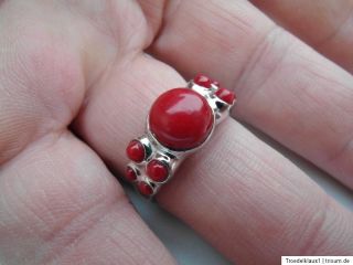 Rote Koralle Silber Ring,,925 gestempelt,, TOP Zustand,,Göße 21,00