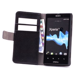 Handytasche f. Sony Ericsson Xperia ion LT28i Leder Schwarz Tasche