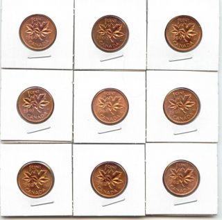 Canada 1960, 1961 and 1962 1 Cent Canadian Pennies High Grade Unc (3