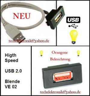USB Einbaubuchse mit 200cm Kabel Typ A KFZ einbau