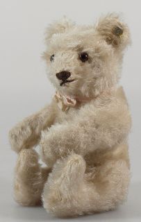 12 868) Steiff Original Teddy 15,5 cm, weiß, 50er Jahre, mit Knopf