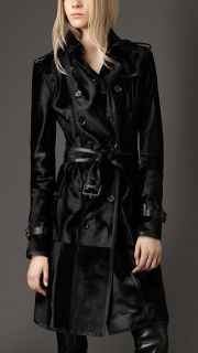 Burberry Pony Skin Long Leather Trench Coat