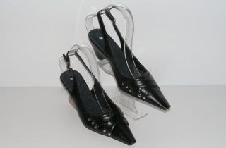 Damen Schuhe Sling Pumps Rose` Schwarz Silber und Weiß # 50 42