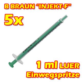 5x BRAUN INJEKT 1ml Injektions Spritze Spritzen LUER