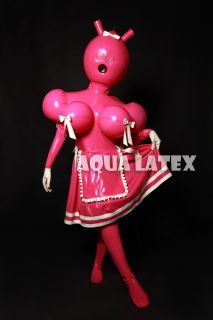 Sexy Fetish Inflatable Rubber Latex Doll Dress with Inflatable Hood