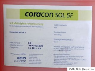 CORACON SOL 5 F Solarflüssigkeit Kollektoren 20 L Gebinde, deutsches