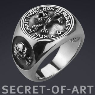 Masonic Freimaurer SKULL AND BONES Silver 925 Ring
