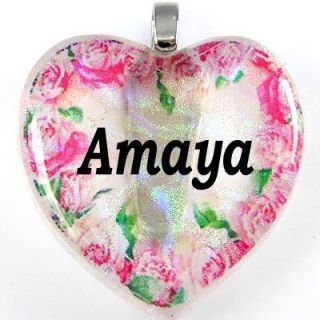 Name Amaya 925 Sterling Silver Heart Lampwork Dichroic Glass Pendant