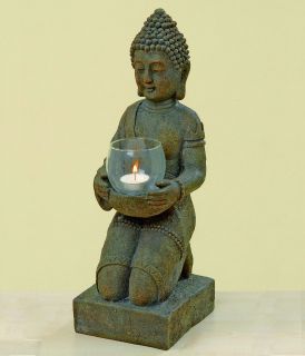 Buddha mit Windlicht, H 44 cm, Esoterik, Zen, Kerzenhalter, Feng Shui